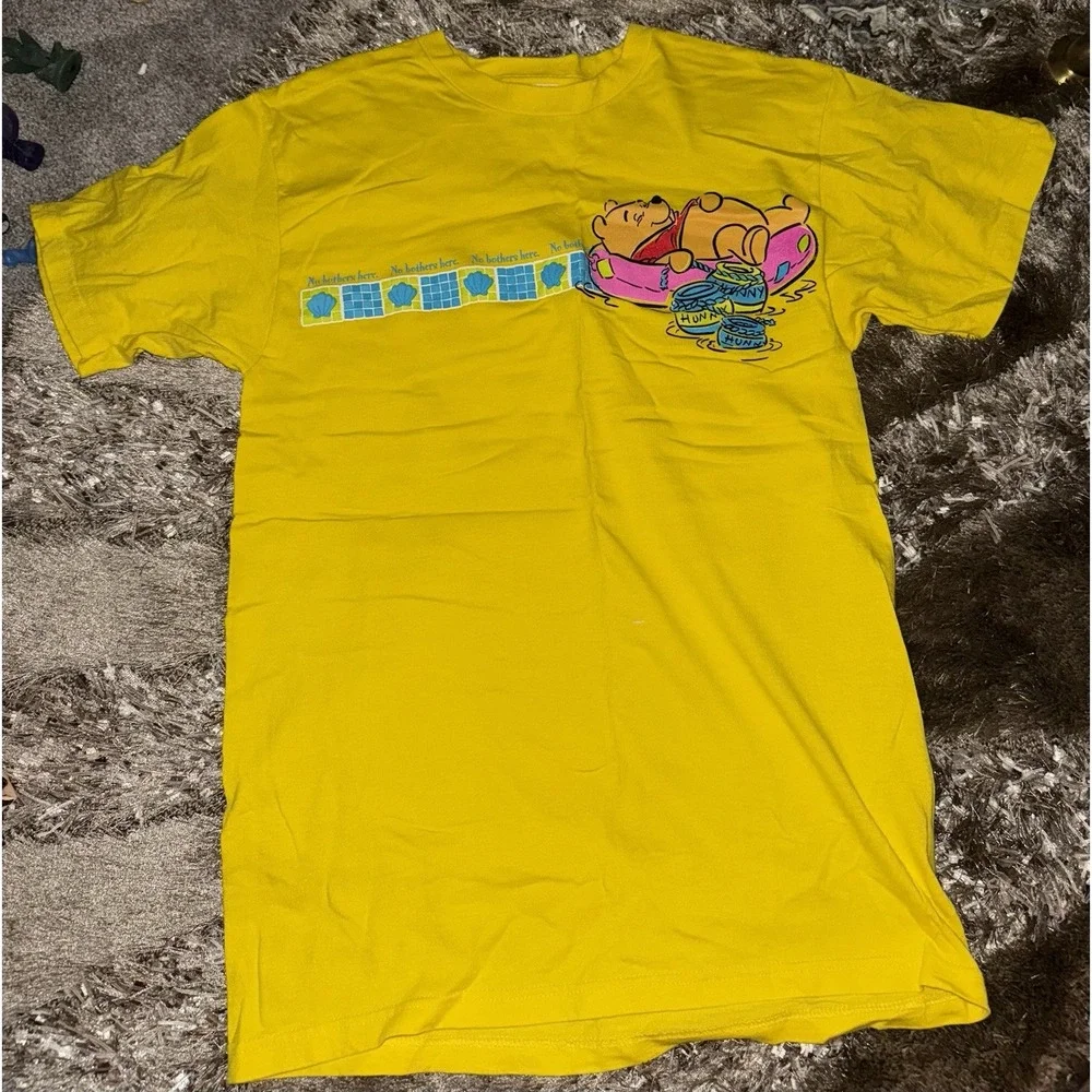 Vintage Disney Winnie The Pooh No Bothers Here Yellow T-shirt Kids Size‎ M